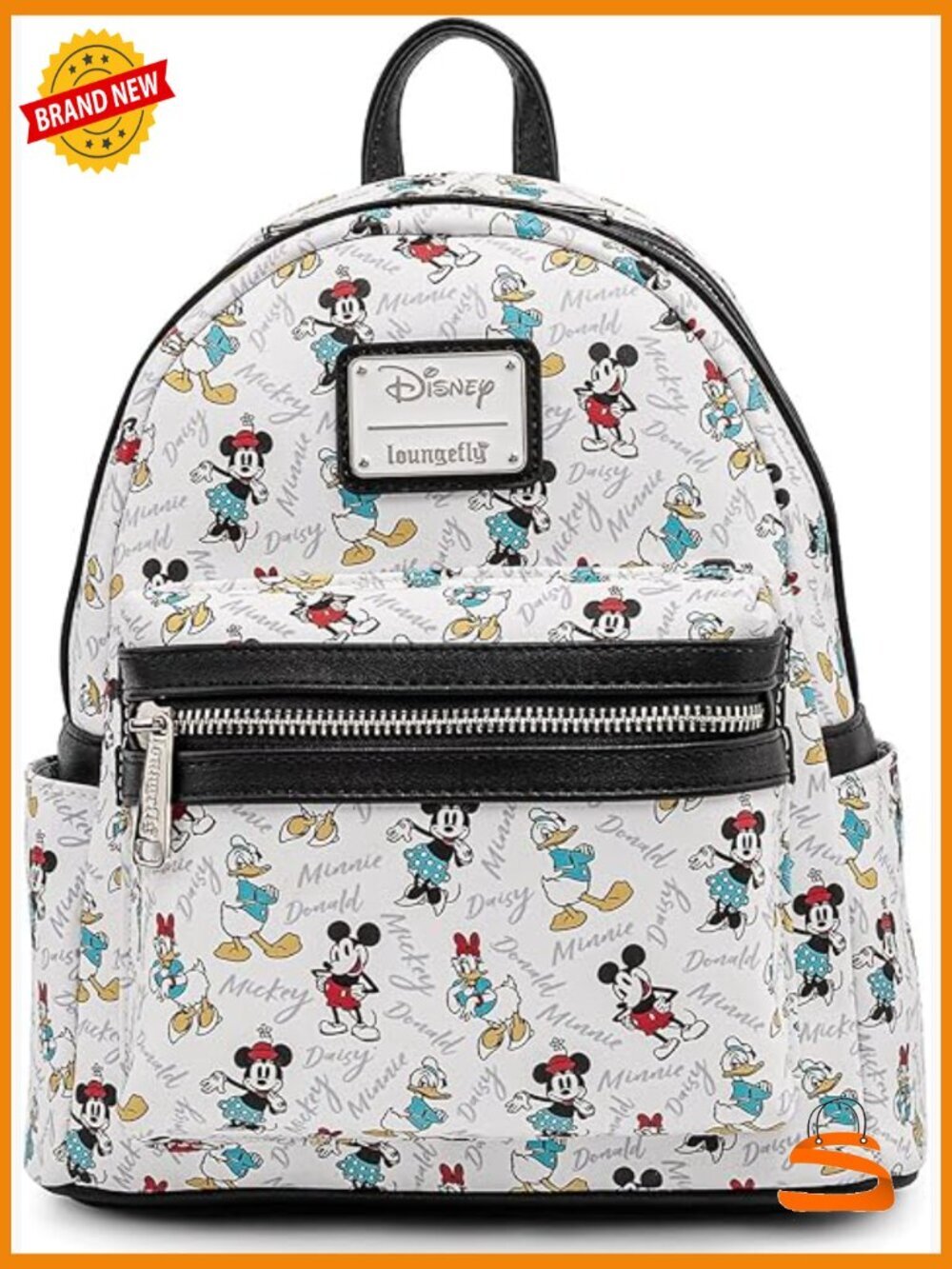 Disney Mickey Mouse Minnie Donald Daisy Print Backpack Handbag Faux Leather